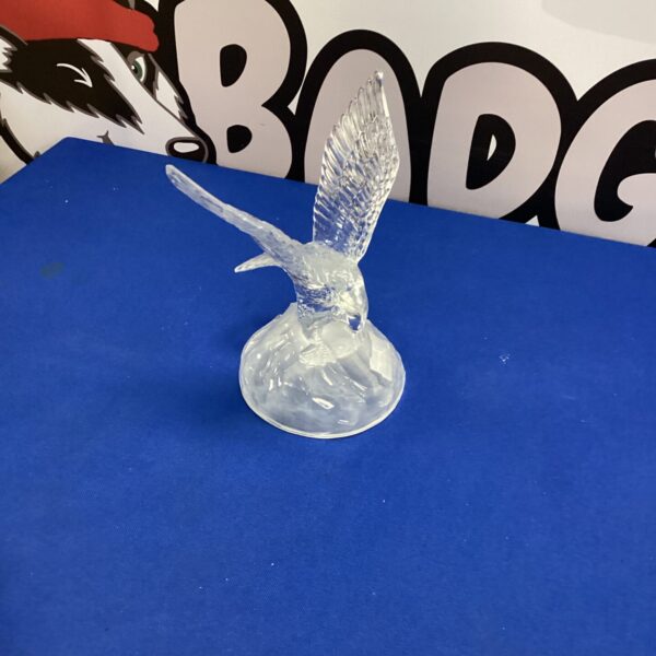 Vintage lead crystal eagle figurine, detailed glass sculpture.