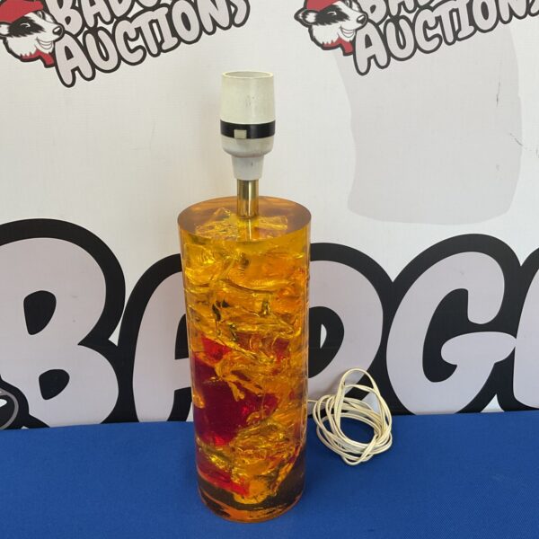 Vintage Prova table lamp with red and orange acrylic column.