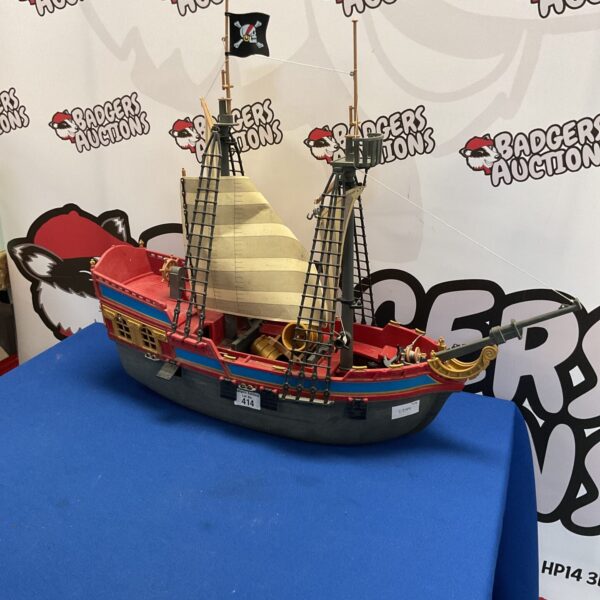 Vintage Playmobil pirate ship, model 3940, colourful toy boat.