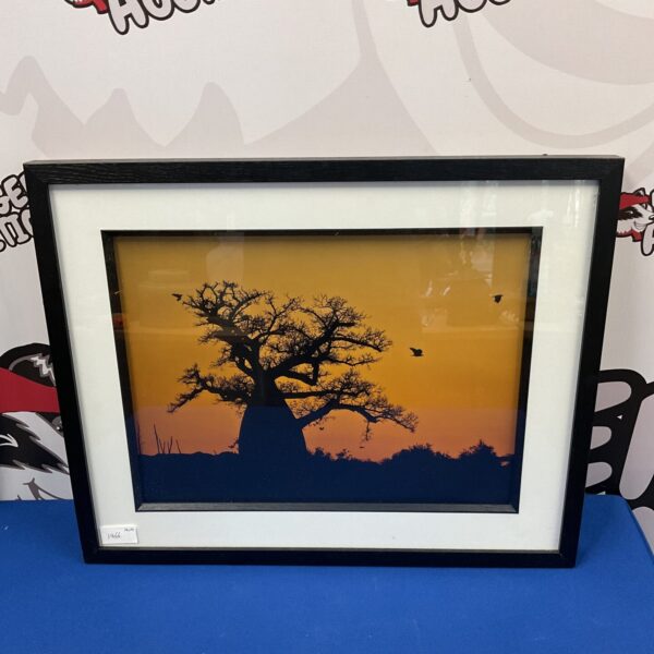 Framed African savanna print by Ashley Vincent at dusk.