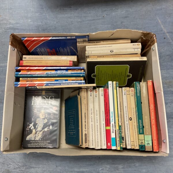 Vintage collection of Shakespeare books including Penguin editions.