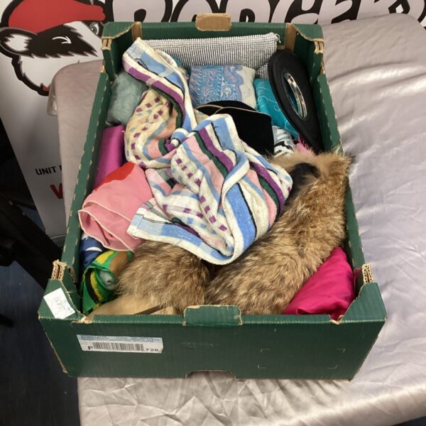 Colourful scarves and a Dior style handbag in a mixed lot.