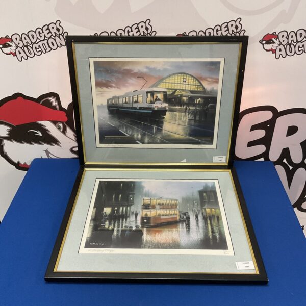 Pair of limited edition Manchester tram prints by E Anthony Orme.