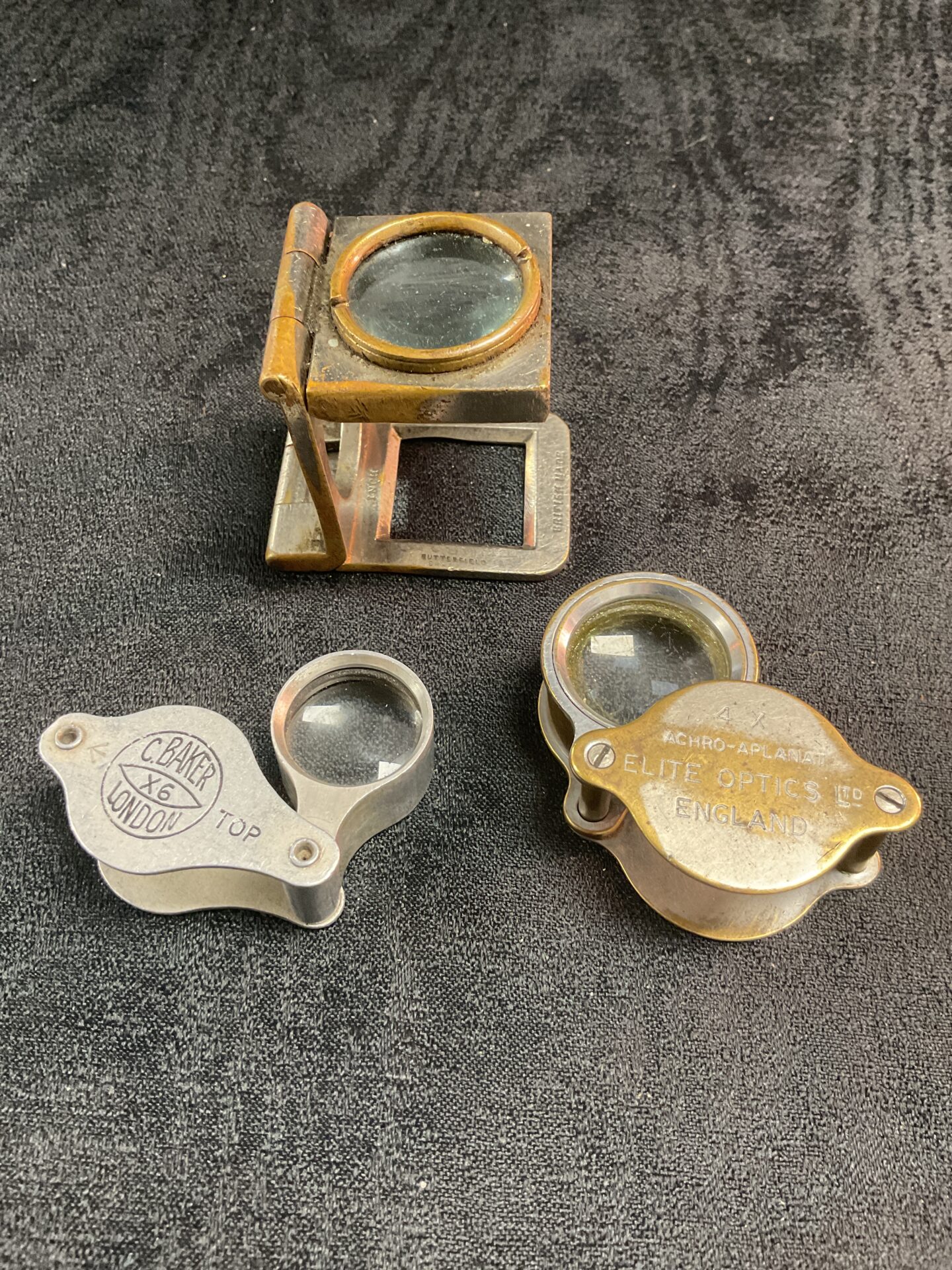 808 Three vintage magnifying Glasses Inc Military