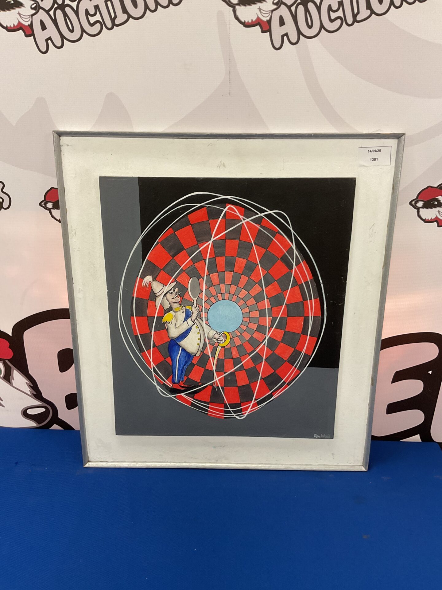 704 ron wood surrealist oil painting of a circus clown