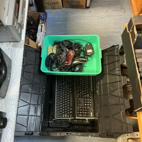 Bulk lot of Logitech keyboards and computer mice for sale.