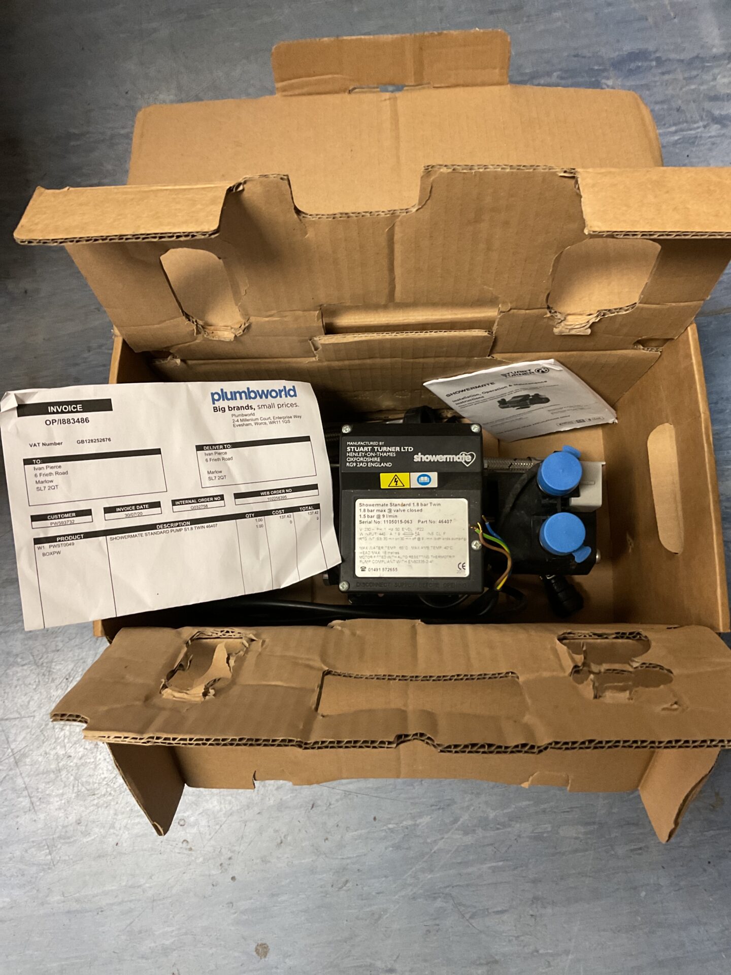 926 Stuart turner showermate pump as new in box