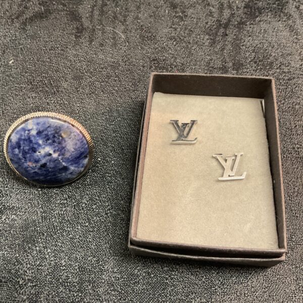 Karen Millen gemstone ring and earrings set, silver tone.