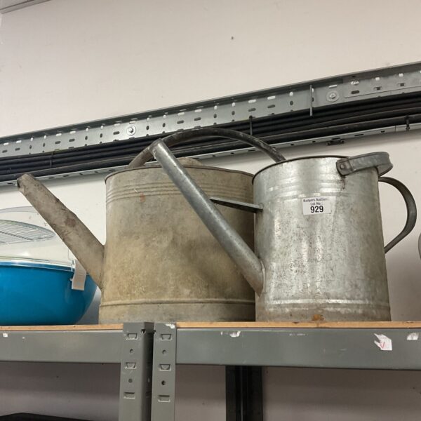 Vintage galvanised watering can for garden use.