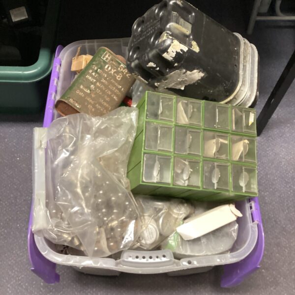 Large lot of vintage military electrical components and spare parts.