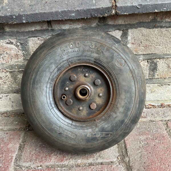 Vintage Avro Anson tail wheel assembly, aviation collectible.