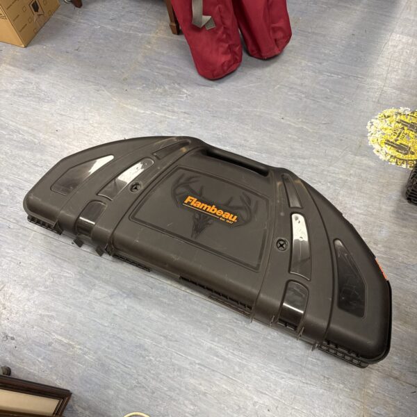 Durable Flambeau compound bow case for archery equipment transport.