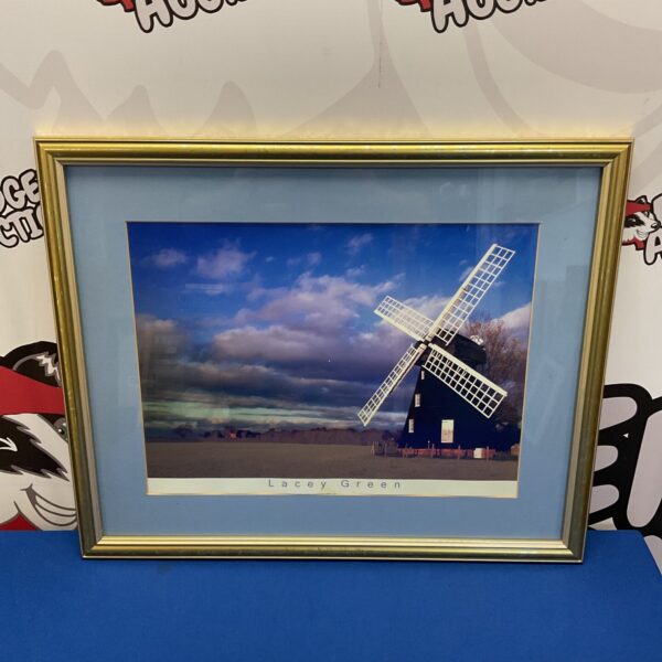Framed print of Lacey Green Windmill in Buckinghamshire countryside.