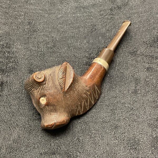Antique R A O B bulls head briar pipe, detailed carving.