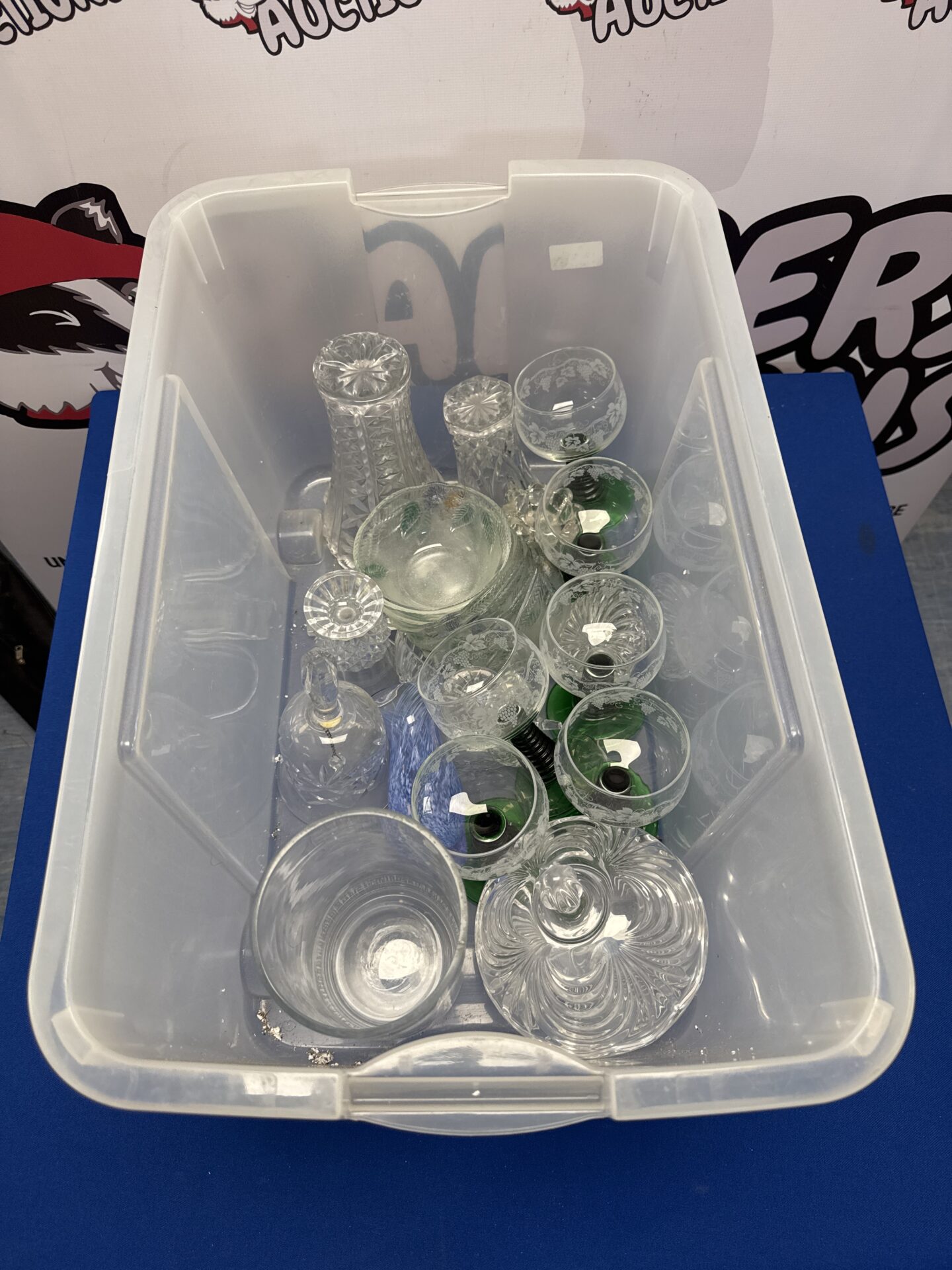 350 Box of assorted glassware