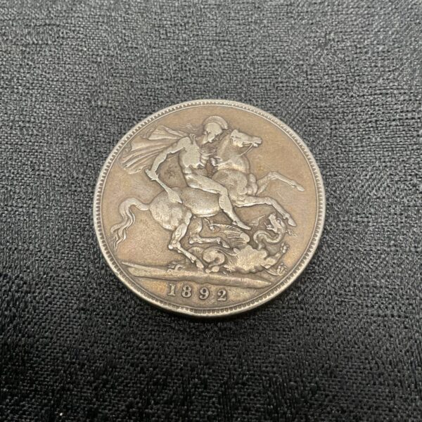 1892 Victoria Silver Crown coin obverse, featuring Queen Victoria portrait.