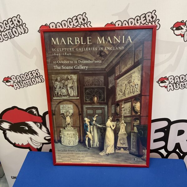 Vintage St John Soane's Museum poster advertising the Marble Mania exhibition.