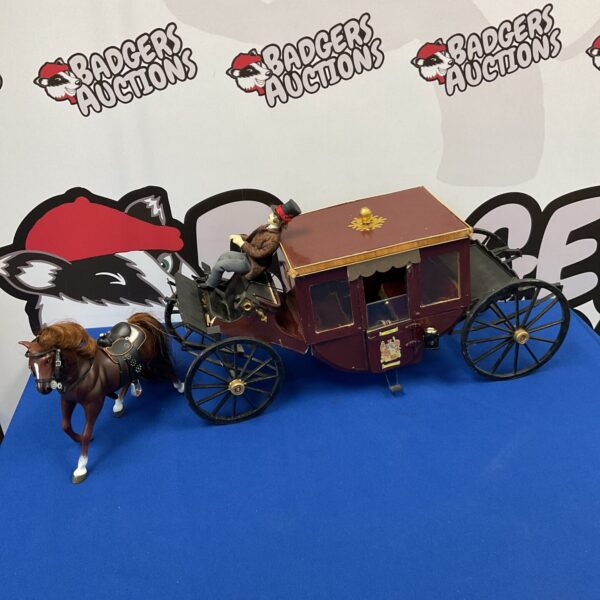 Detailed vintage scratch built coach with horse and figure.