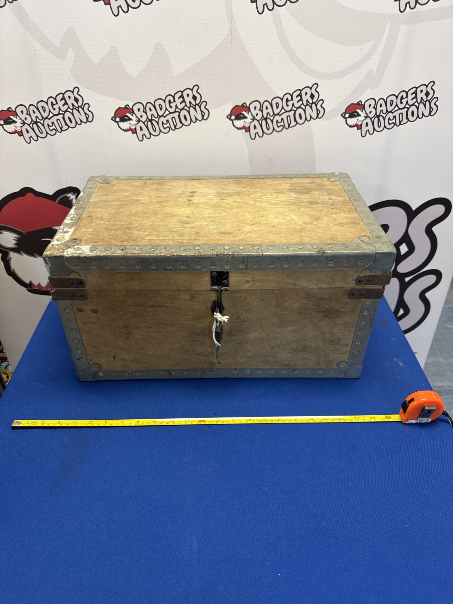 996 wooden carpenter’s box which has galvanized edges
