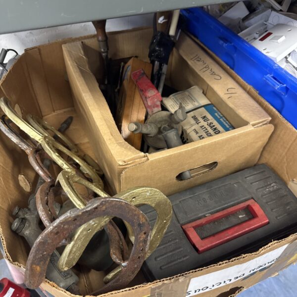 Vintage tools and hardware lot from shed clearance.