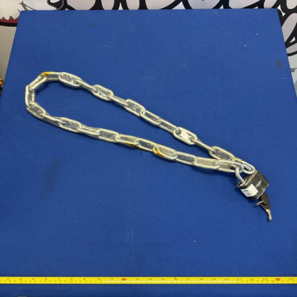 Heavy duty security chain and Squire padlock with key.
