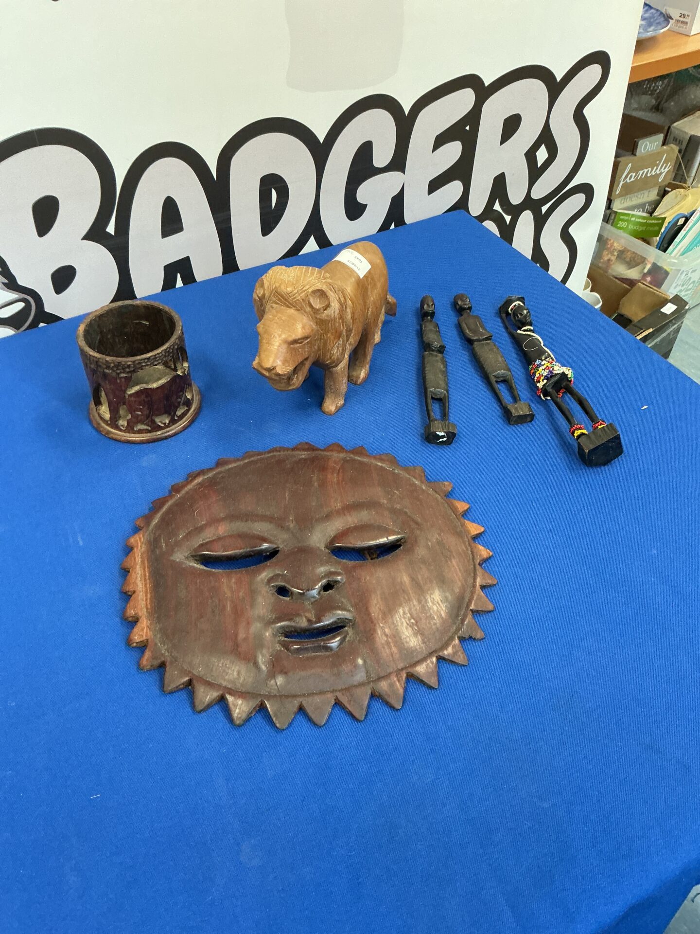 264 Selection of handcrafted wooden African items