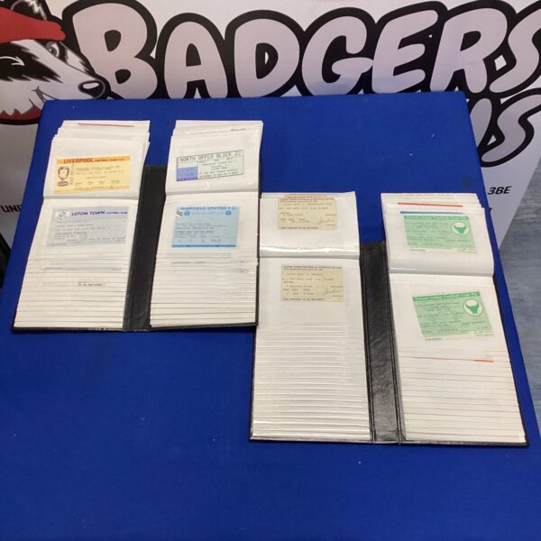 Vintage Luton Town football ticket albums, a nostalgic sports collectable.