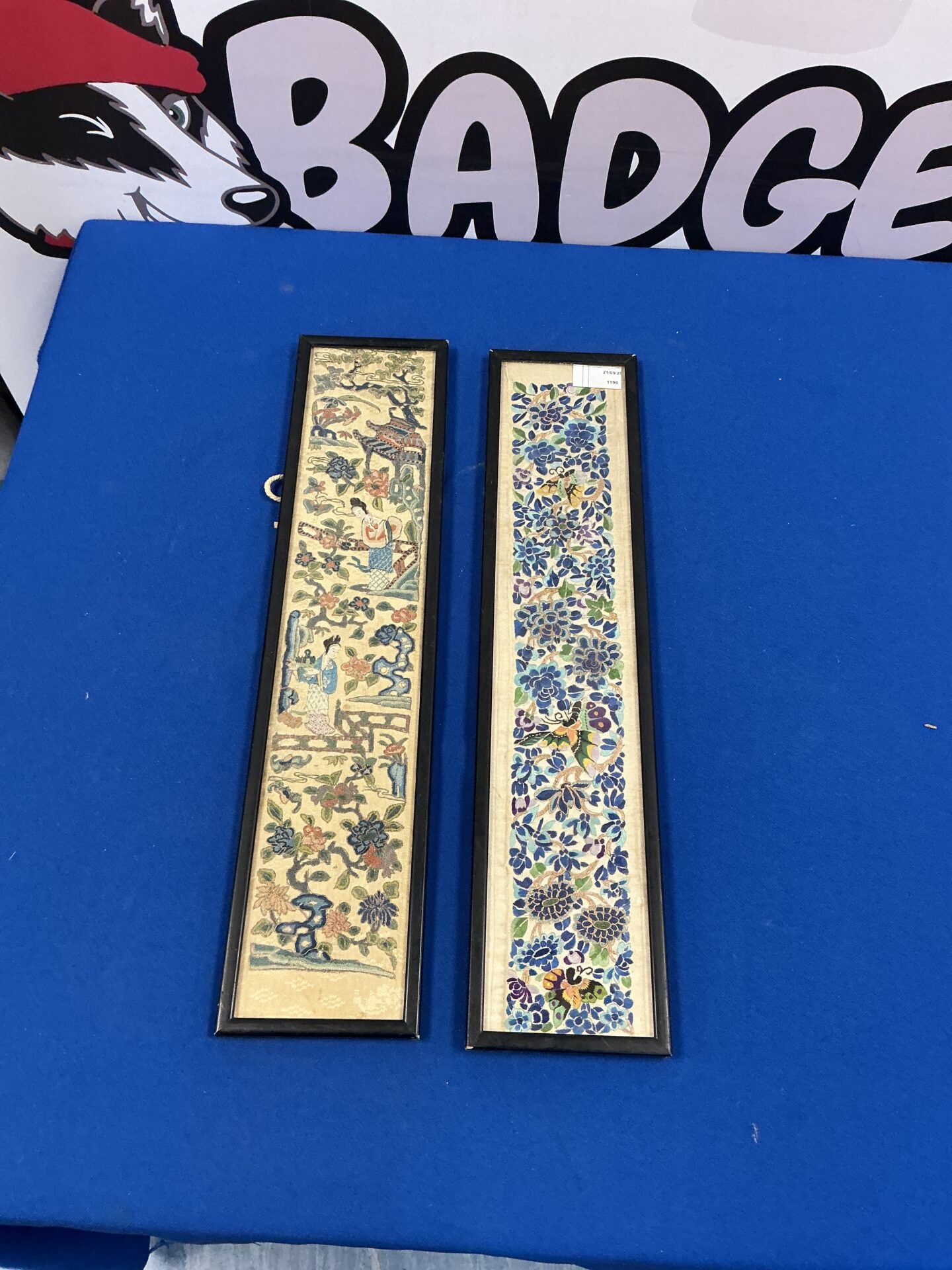 287 Two vintage framed Japanese Silk prints