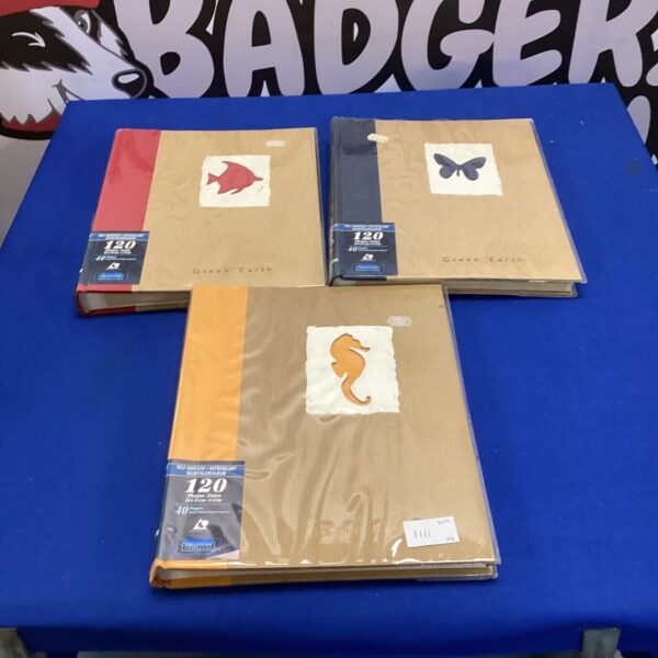 Vintage red rooster photo album with 120 slots.