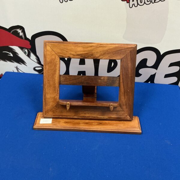 Vintage Indian oak recipe book holder for cookbooks.