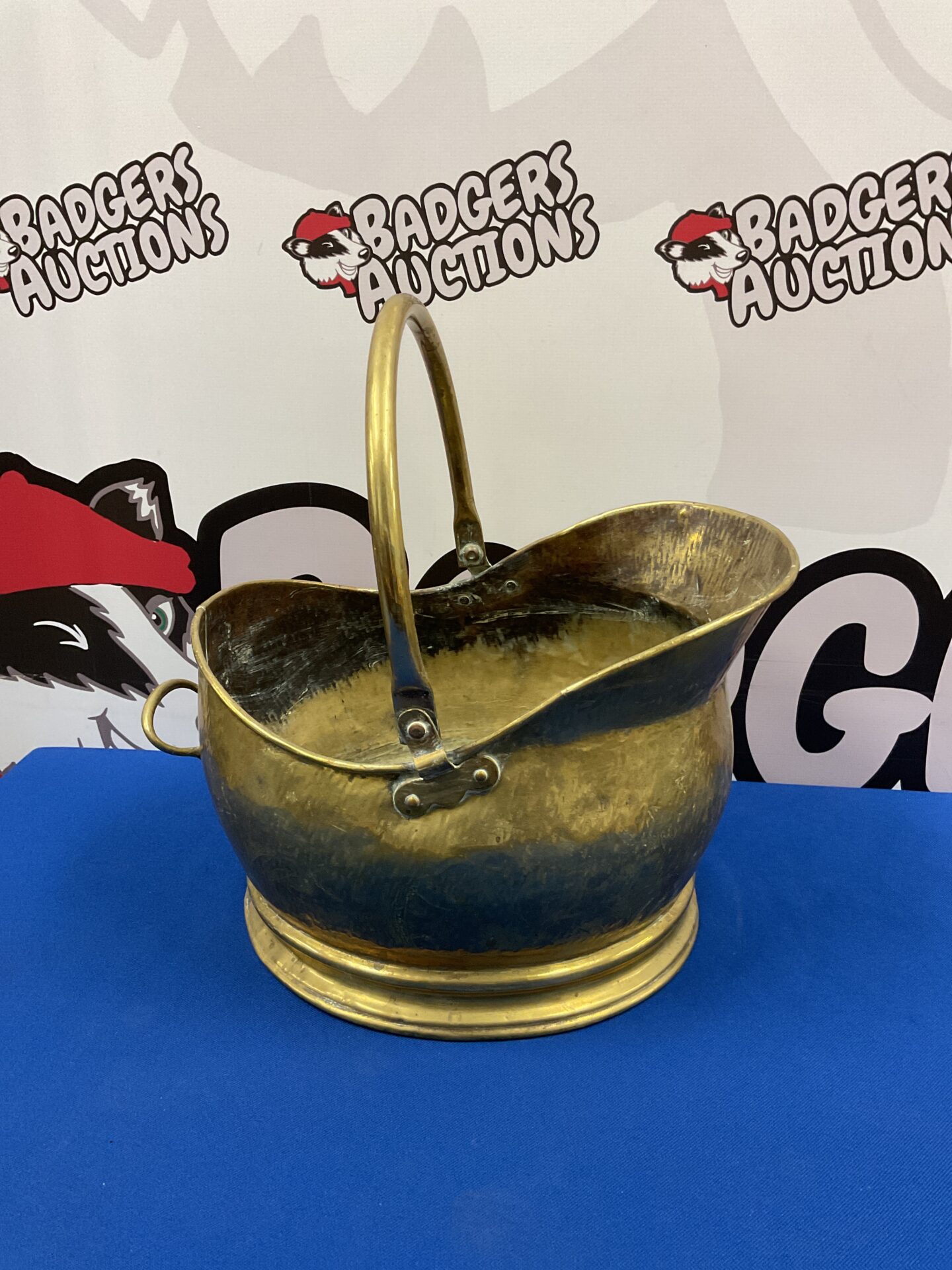014 Vintage brass helmet coal scuttle