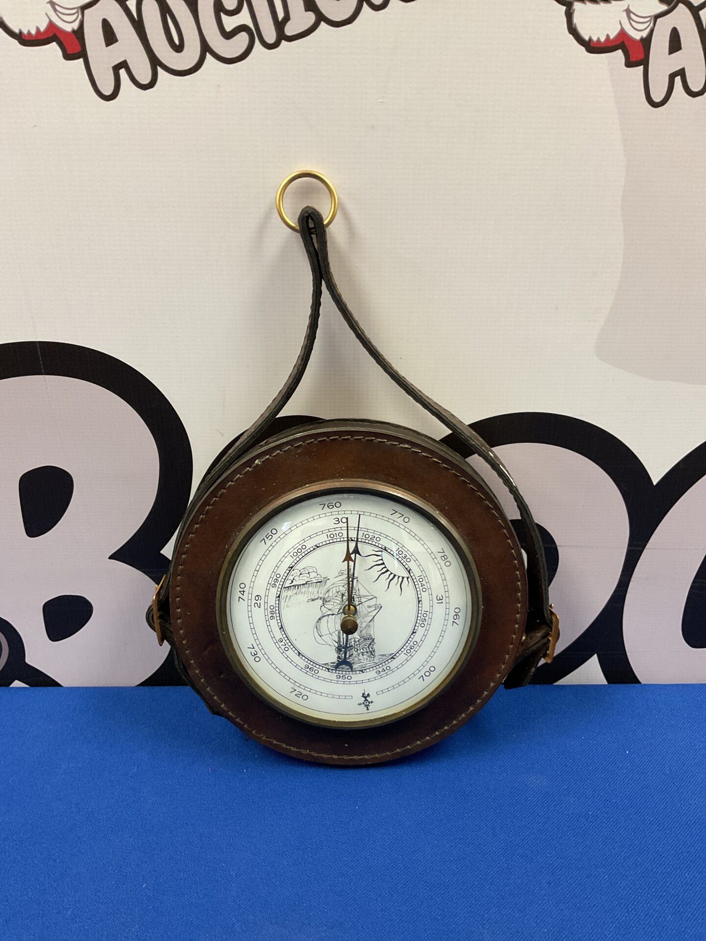 055 Leather cased Fiat barometer