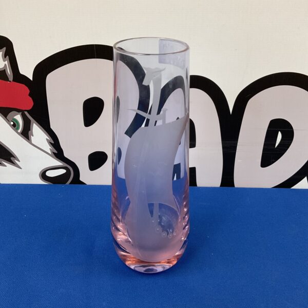 Caithness viking longboat pink glass 9” vase