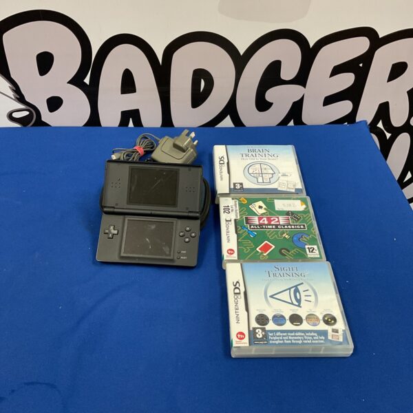 Used Nintendo DS console with three games and charger included.