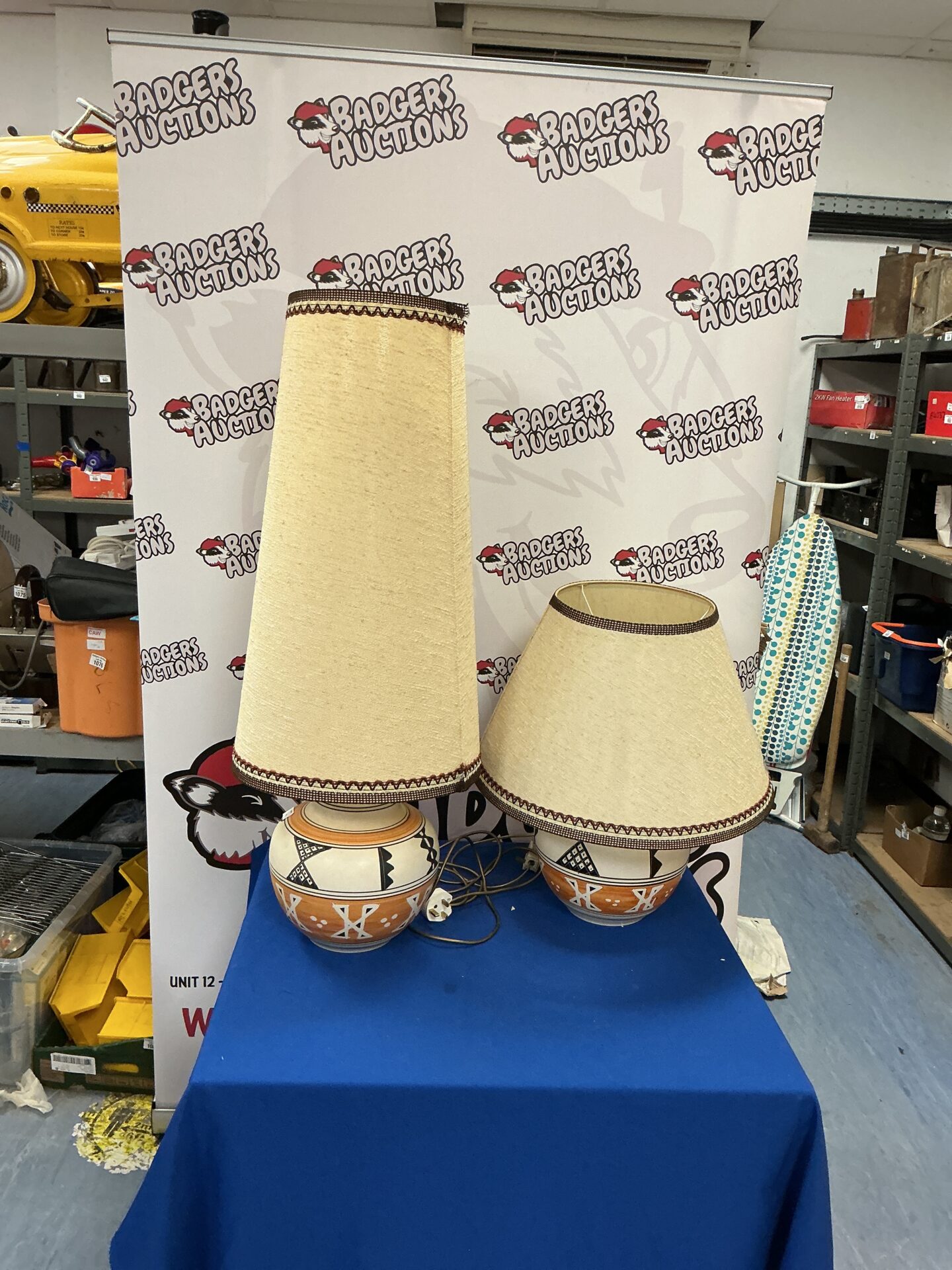682 Two Art Deco Table Lamps with shades