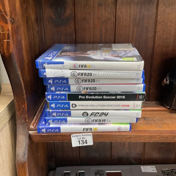 Playstation 4 football games collection including FIFA and Pro Evolution Soccer.