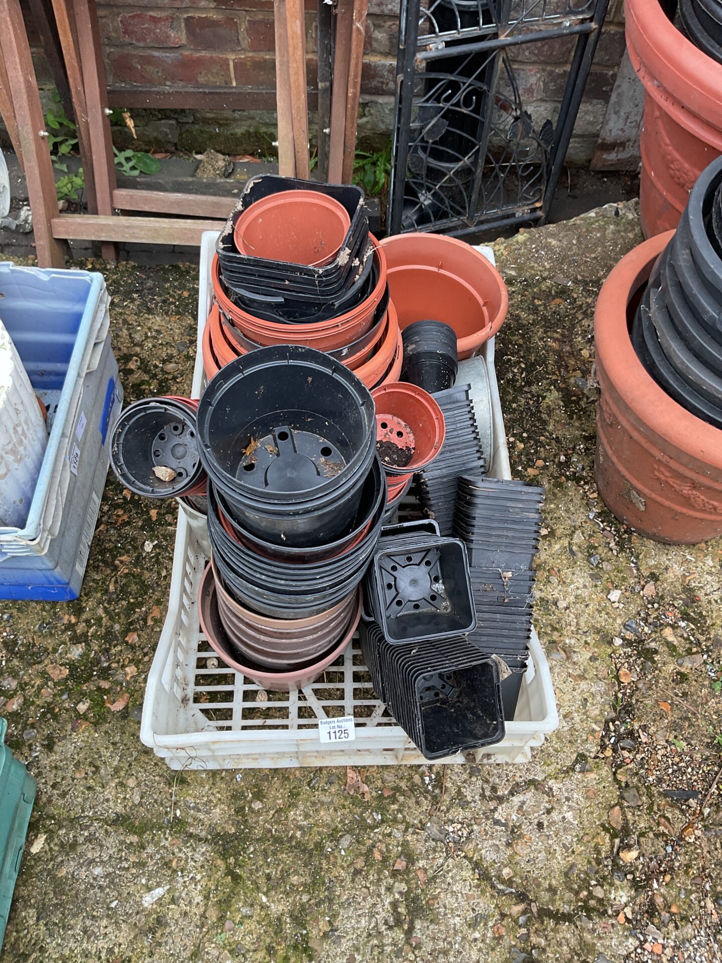 1155 Box of mixed plastic garden pots