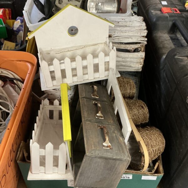 Tray of mixed vintage garden planters and terracotta pots.