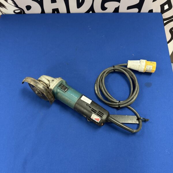 Vintage Makita 110v angle grinder, a power tool for metalworking.