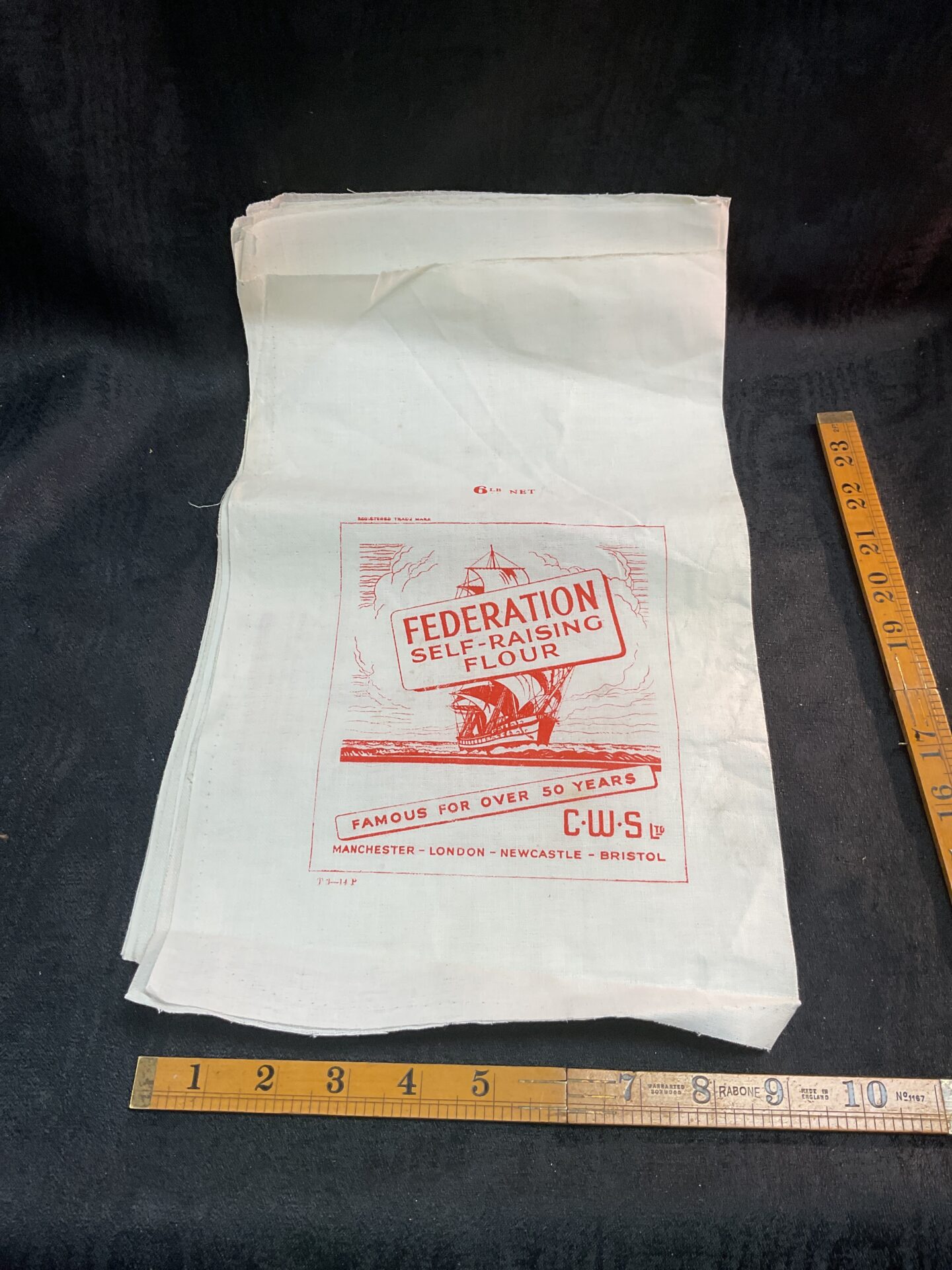 907 Five Wartime Federation Self raising flour C W S Calico Bags