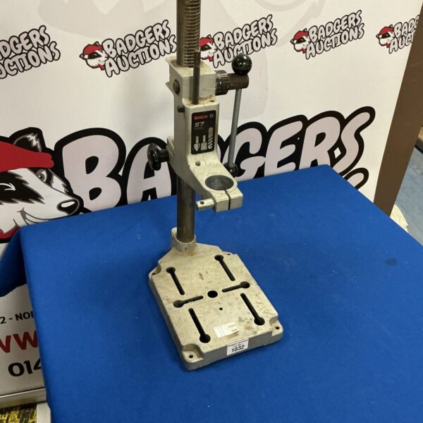 Vintage Bosch pillar drill stand for workshop use.