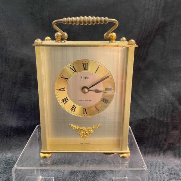 Vintage brass Acctim mantle clock with chime function.