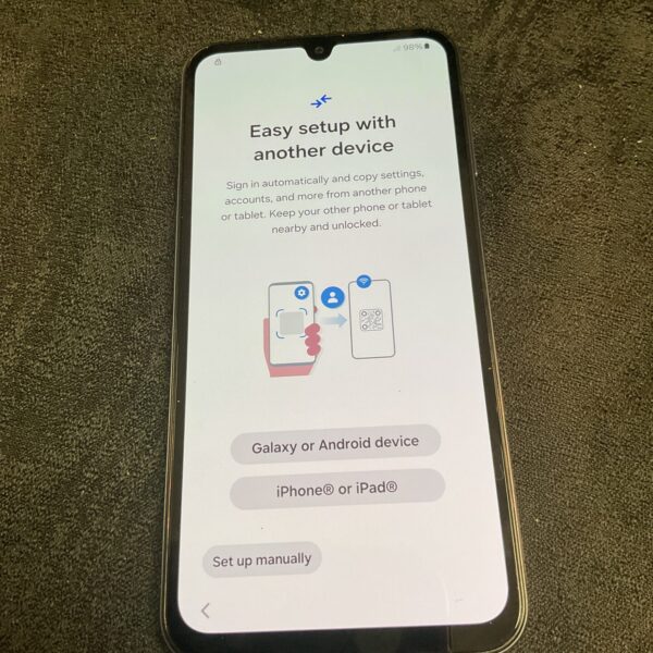 Samsung Galaxy A156b smartphone showing setup screen.