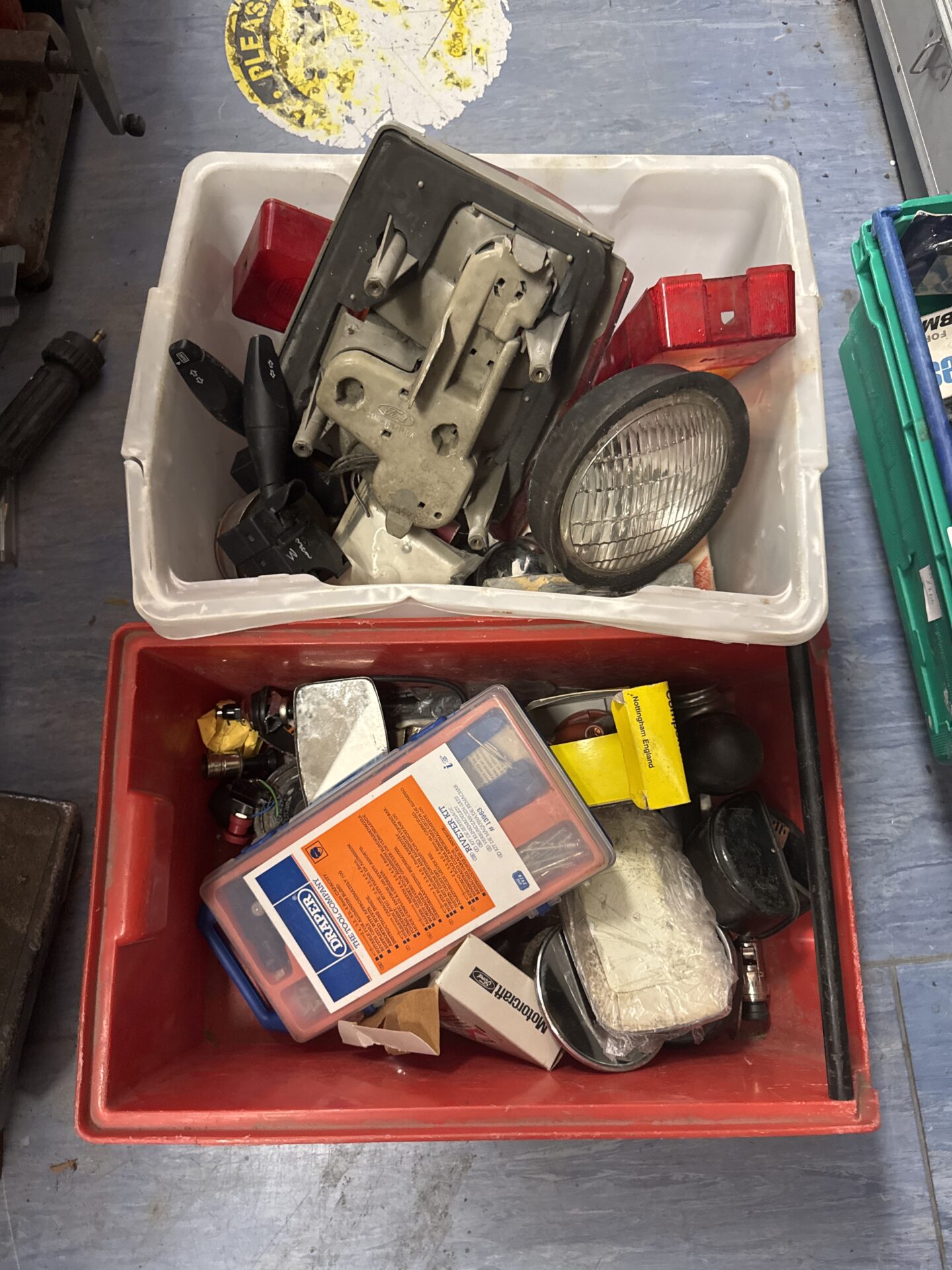 1038 Two boxes of motoring related items