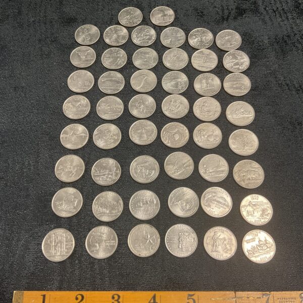 Full collection of US State Quarters coins for collectors.