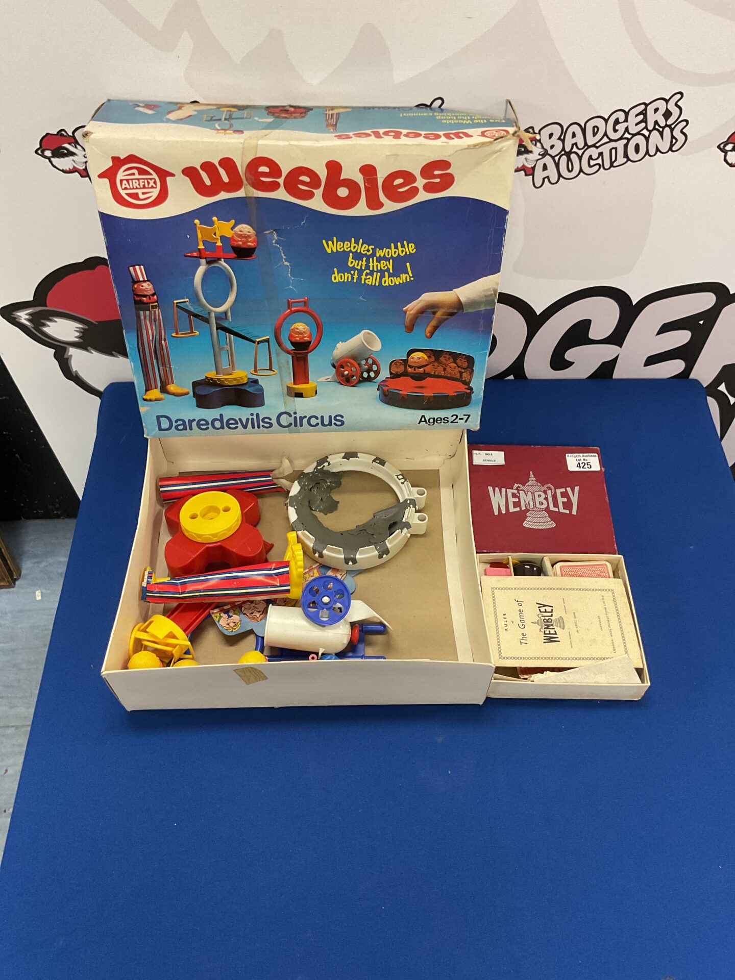 425 Two board games inc vintage airfix weebles and wembley