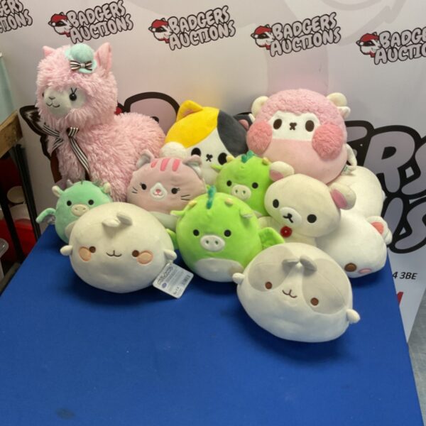 Selection of colourful Squishmallows soft toys for collectors.