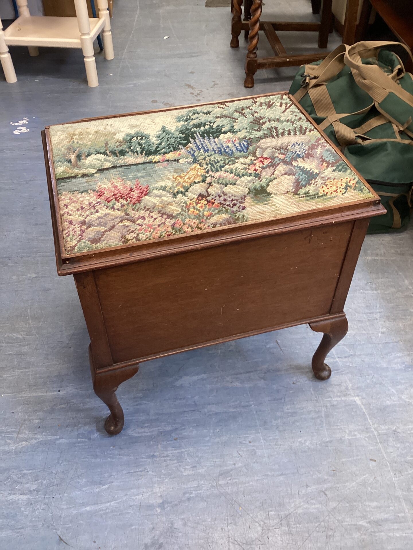 633 Tapestry topped sewing storage stool