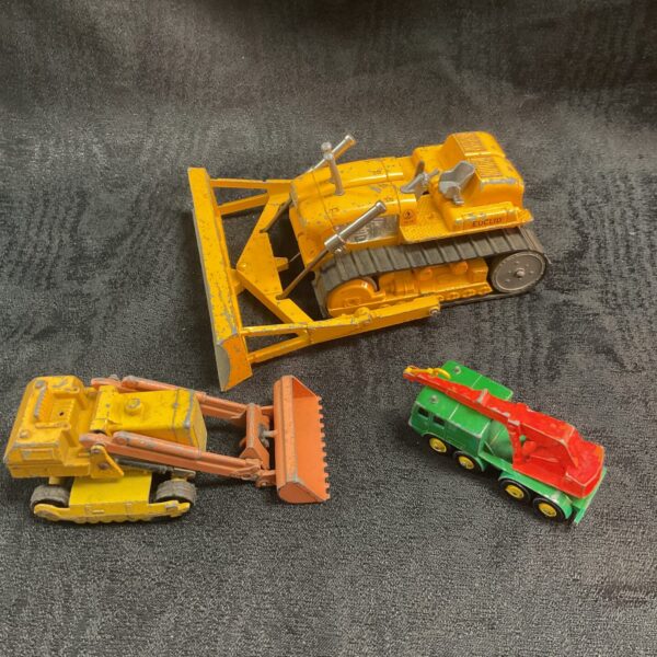 Yellow Corgi Euclid DC12 bulldozer, vintage diecast construction toy.