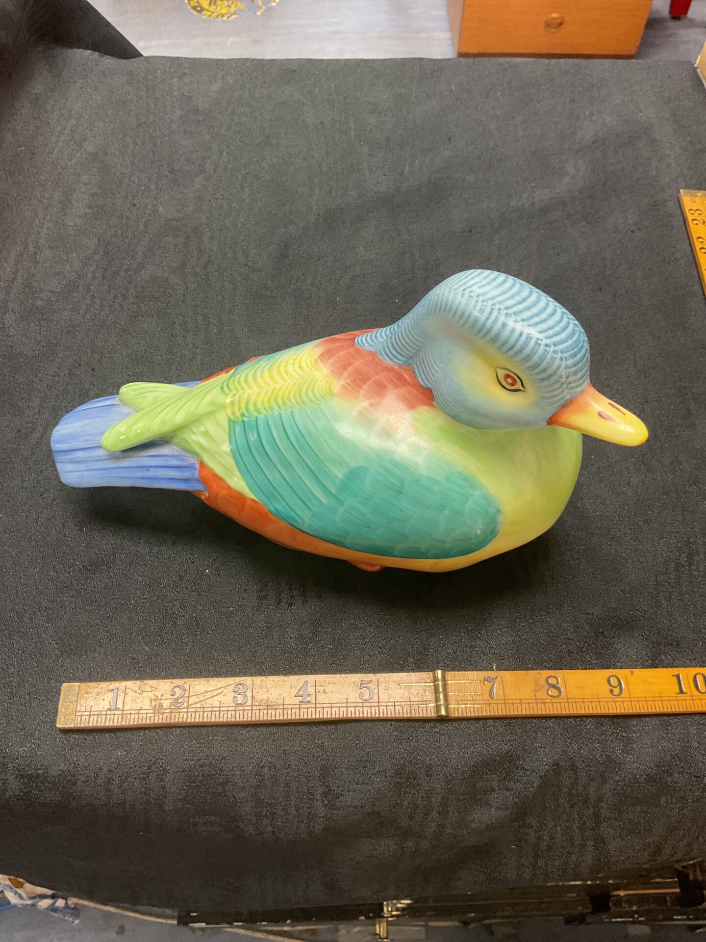920 vintage hand painted porcelain figurine of a mandrin duck from hollohaza hungary